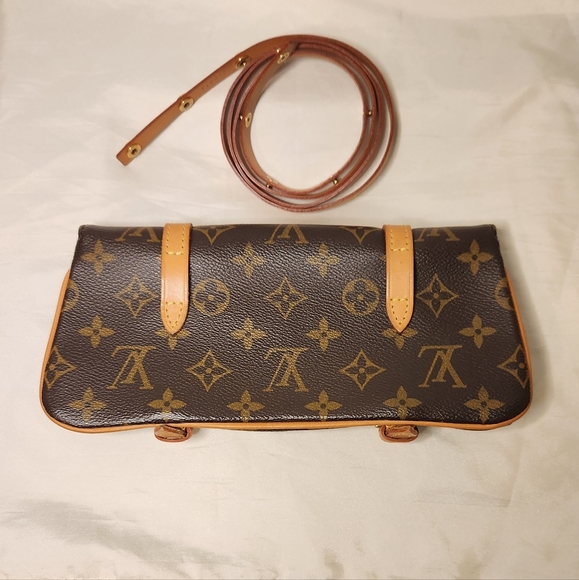 Louis Vuitton Monogram Leather Double Buckle Fanny Pack/ Waist Belt Bag - Picture 2 of 7